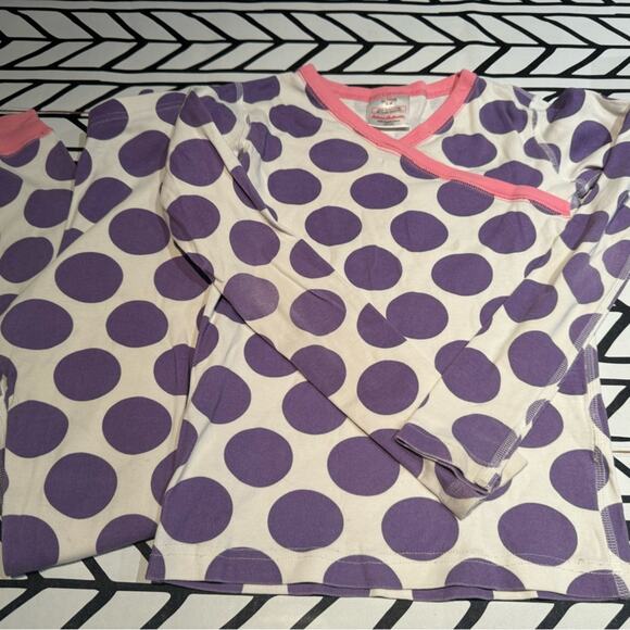 Hanna Andersson Purple Polka Dots long sleeve pajamas size 10 - Picture 1 of 4